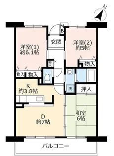 URアルビス緑丘【7階】の間取り