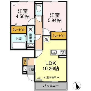 サニーフラット【1階】の間取り