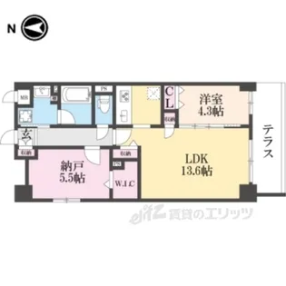 Raffine京都上鳥羽【1階】の間取り