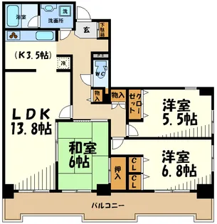 アルテサーノ調布【9階】の間取り