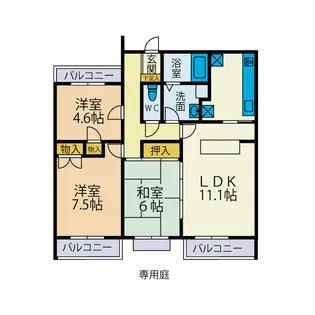 秦野南が丘エクシード345 3番館【1階】の間取り