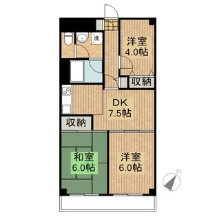 東神奈川グリーンマンション【6階】の間取り