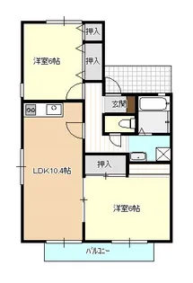 ハイカムール仲沖C棟【1階】の間取り