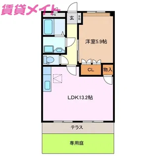 サンコーポ寺倉【1階】の間取り