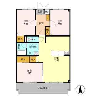 ラ・セーヌ藤205【2階】の間取り