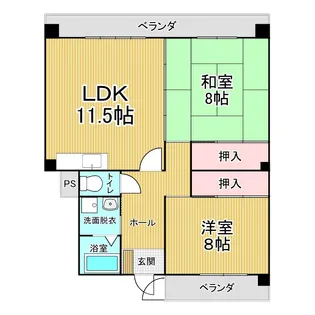 ファミールマンション広川【4階】の間取り