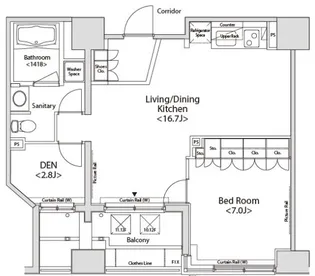 カスタリア目黒かむろ坂【14階】の間取り