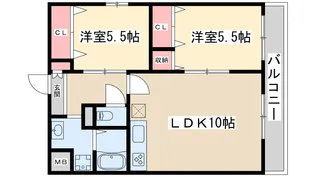 2LDKの間取り画像