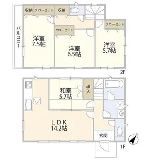 東京都町田市野津田町【一戸建】の間取り
