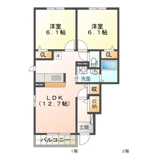 クレマチス B棟【1階】の間取り