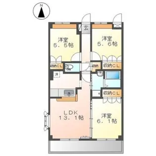 エクセラン春日【1階】の間取り