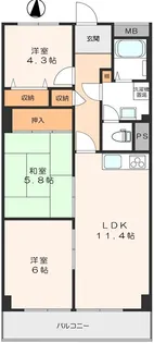 メゾン枚方リバーサイド(リノベーション)【3階】の間取り