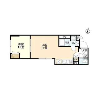 ウェルスクエアイズム都立大学【2階】の間取り