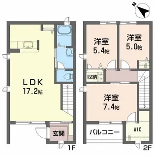 ソレアード・シェソワB【1階】の間取り