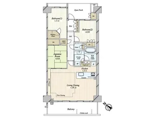 Brillia稲毛海浜公園【7階】の間取り