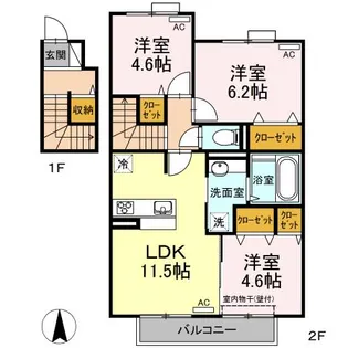 コートプレイス龍田V【2階】の間取り