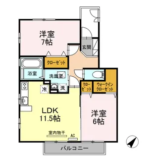 リビングタウン矢原 B棟【2階】の間取り