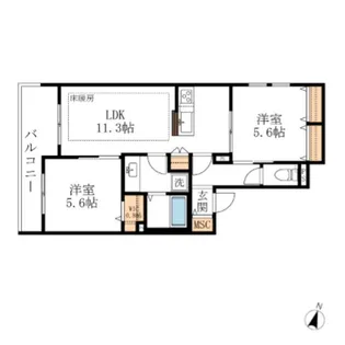 TRISQUARE北糀谷【1階】の間取り