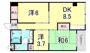 第三岩井ハイツ【3階】の間取り