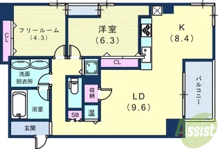 新神戸アパートメント【11階】の間取り