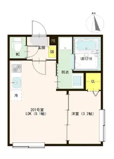 ハーモニーテラス仲六郷【2階】の間取り