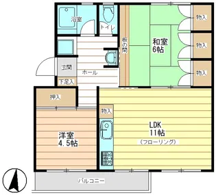 東逗子団地2号棟【2階】の間取り
