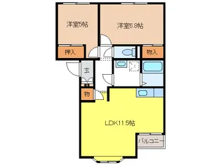 岐阜県関市武芸川町跡部【アパート】の間取り
