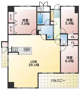 ニューガイア水前寺【3階】の間取り