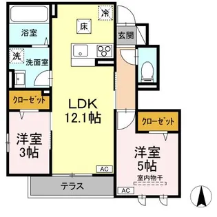 ブラン・シエル【1階】の間取り