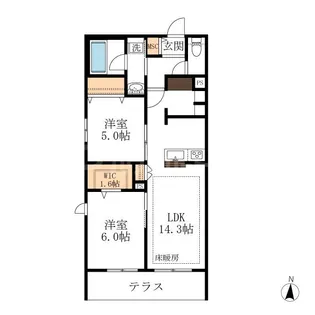 2LDKの間取り画像