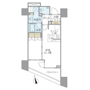 クオリア恵比寿パークフロント【13階】の間取り