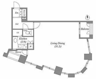 ルネパルティーレ汐留【7階】の間取り