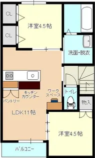 風とみどりのカシェット 華 HANA【2階】の間取り