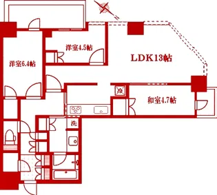 リヴァリエA棟【6階】の間取り
