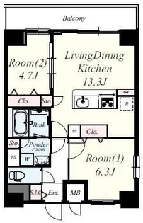 ボンニー元町【11階】の間取り