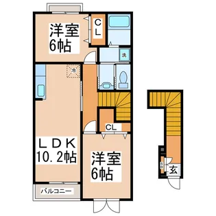 ランドヒルズA・B・C【2階】の間取り