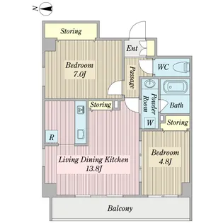 アリアソワン ボヌール【2階】の間取り