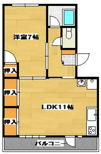 尾ノ上メゾン飛鳥【1階】の間取り