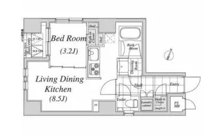 レジディア神田【7階】の間取り