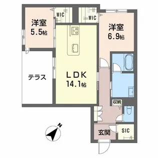 シャーメゾン伊藤【1階】の間取り