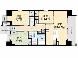エスリード箕面船場阪大前【5階】の間取り