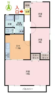 セジュールアムス5西棟【2階】の間取り