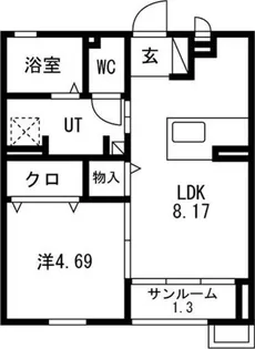 ワイズフラッツD【1階】の間取り