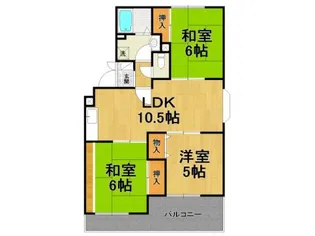 武庫リバーハイツ西野【3階】の間取り