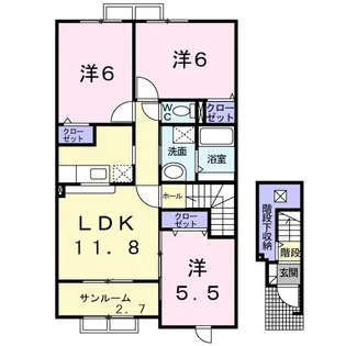 サザンアヴェニューA【2階】の間取り
