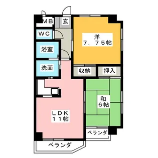 リバーハイツ【4階】の間取り