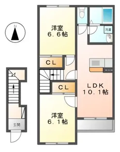 2LDKの間取り画像