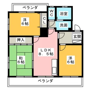 優美【3階】の間取り