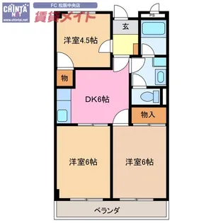 ETOILE中出【2階】の間取り