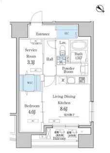 デュオフラッツ池尻大橋【12階】の間取り